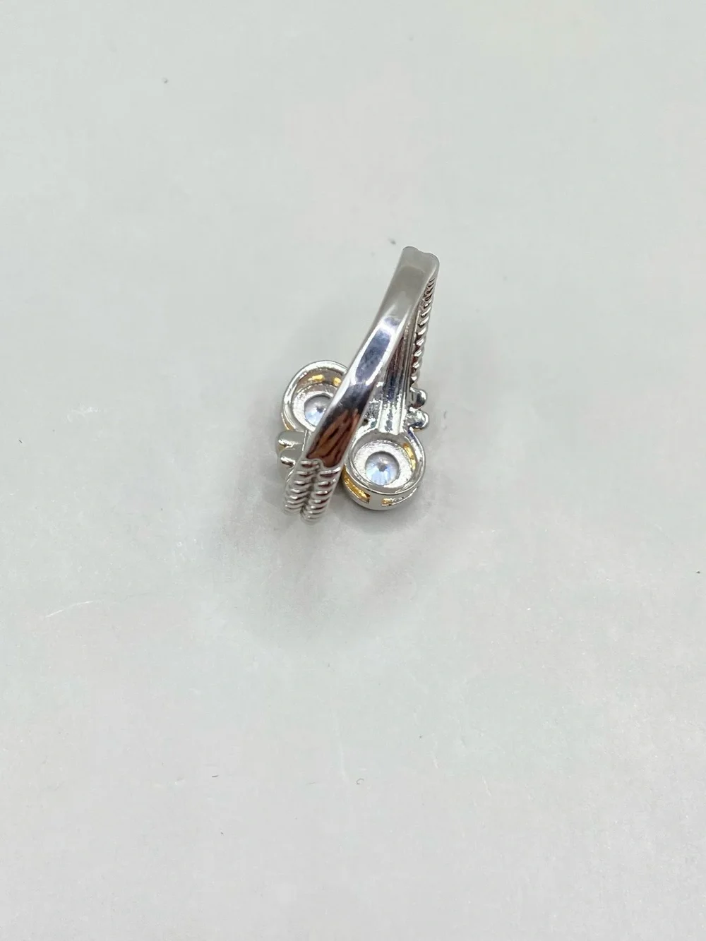 Sterling Silver Braided Cubic Zirconia Bypass Ring